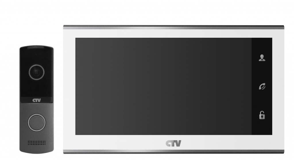 CTV-DP2702MD W (White/Silver) Комплект цветного видеодомофона, в составе: панель CTV-D4003AHD, монитор CTV-M2702MD W