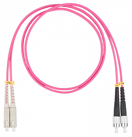 Шнур оптический коммутационный (патч-корд), SC-FC, дуплекс (duplex) OM4, нг(А)-HF, маджента, 20 м