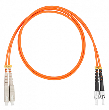 Шнур оптический коммутационный (патч-корд), SC-ST, дуплекс (duplex) OM2, нг(А)-HF, оранжевый, 1,0 м
