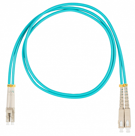 Шнур оптический коммутационный (патч-корд), LC-SC, дуплекс (duplex) OM3, нг(А)-HF, бирюзовый, 3,0 м