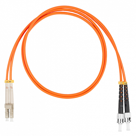 Шнур оптический коммутационный (патч-корд), LC-ST, дуплекс (duplex) OM2, нг(А)-HF, оранжевый, 10 м
