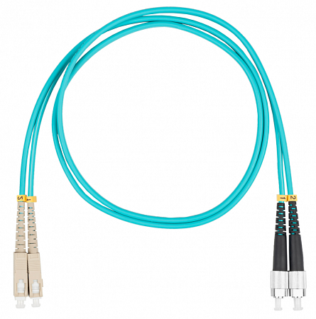 Шнур оптический коммутационный (патч-корд), SC-FC, дуплекс (duplex) OM3, нг(А)-HF, бирюзовый, 20 м