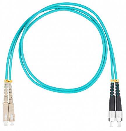 Шнур оптический коммутационный (патч-корд), SC-FC, дуплекс (duplex) OM3, нг(А)-HF, бирюзовый, 3,0 м