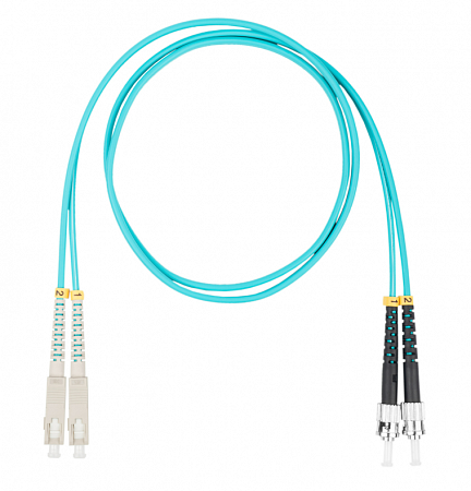 Шнур оптический коммутационный (патч-корд), SC-ST, дуплекс (duplex) OM3, нг(А)-HF, бирюзовый, 10 м