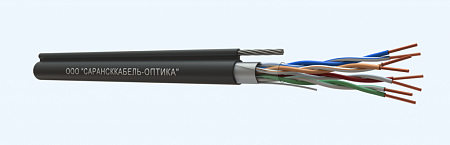 САРАНСККАБЕЛЬ-ОПТИКА FTP Cat.5e 4х2х0.51 Cu PE OUTDOOR с тросом (305м/бухта) Кабель витая пара (КСС.СКО.FU.C5e.4.04.1.9.Т1.2) СКО Premium