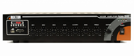 Roxton MA-240 МР3-плеер-USB-FM-тюнер-усилитель 240Вт, 3 микр./2 лин. входа, ИК-пульт