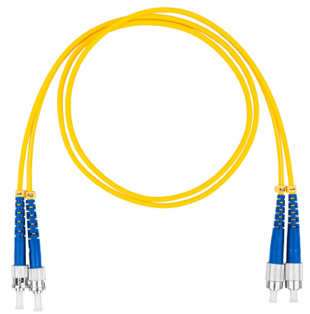 Шнур оптический коммутационный (патч-корд), FC-ST, дуплекс (duplex) OS2, нг(А)-HF, желтый, 0,5 м