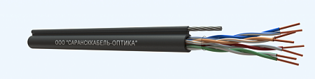 САРАНСККАБЕЛЬ-ОПТИКА UTP Cat.5e 4х2х24AWG (0.46) Cu PE OUTDOOR с тросом (305м/бухта) Кабель витая пара (КСС.СКО.UU.C6.4.04.7.9.Т1.2) СКО Medium