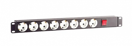 Roxton SU-08 Блок розеток 220 В, 8 розеток, 16 А, выключатель, 1U