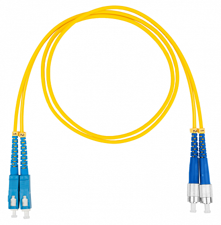 Шнур оптический коммутационный (патч-корд), SC-FC, дуплекс (duplex) OS2, нг(А)-HF, желтый, 1,0 м