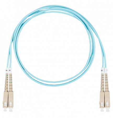 Шнур оптический коммутационный (патч-корд), SC-SC, дуплекс (duplex) OM3, нг(А)-HF, бирюзовый, 2,0 м