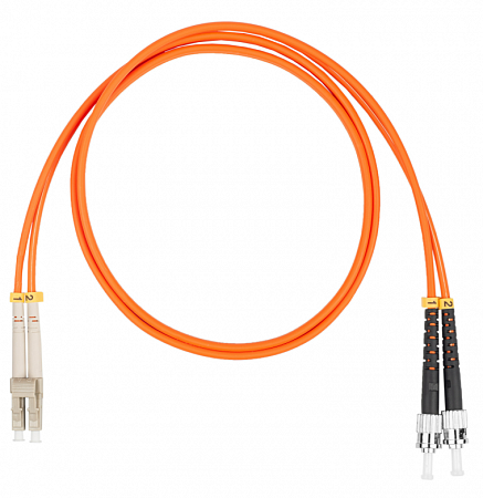 Шнур оптический коммутационный (патч-корд), LC-ST, дуплекс (duplex) OM2, нг(А)-HF, оранжевый, 1,0 м