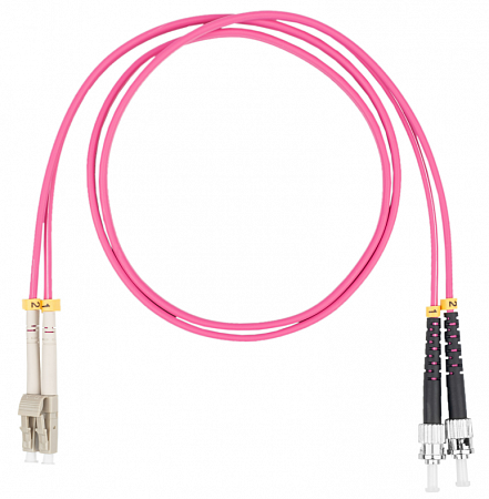 Шнур оптический коммутационный (патч-корд), LC-ST, дуплекс (duplex) OM4, нг(А)-HF, маджента, 15 м
