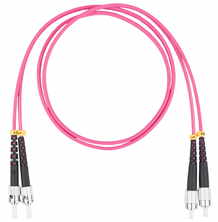 Шнур оптический коммутационный (патч-корд), FC-ST, дуплекс (duplex) OM4, нг(А)-HF, маджента, 10 м