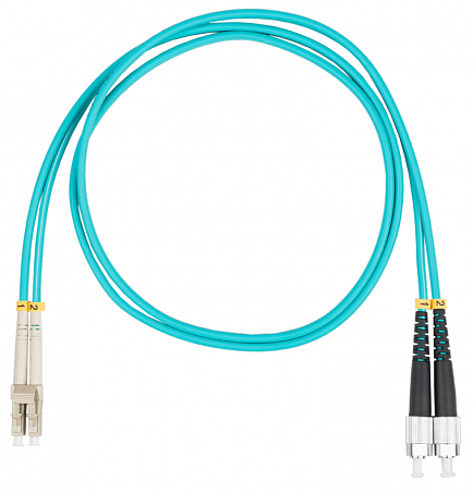 Шнур оптический коммутационный (патч-корд), LC-FC, дуплекс (duplex) OM3, нг(А)-HF, бирюзовый, 5,0 м