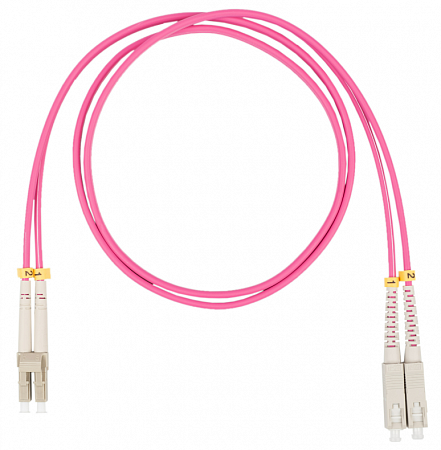 Шнур оптический коммутационный (патч-корд), LC-SC, дуплекс (duplex) OM4, нг(А)-HF, маджента, 2,0 м