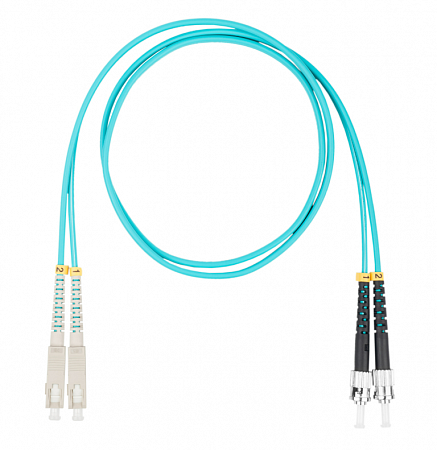 Шнур оптический коммутационный (патч-корд), SC-ST, дуплекс (duplex) OM3, нг(А)-HF, бирюзовый, 5,0 м