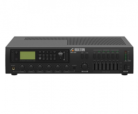 Roxton MX-600 USB-проигрыватель-тюнер-усилитель 600 Вт, 3 микр.+ 3 унив. входа, 5 зон, работа с RM-05