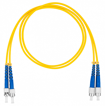 Шнур оптический коммутационный (патч-корд), FC-ST, дуплекс (duplex) OS2, нг(А)-HF, желтый, 1,5 м