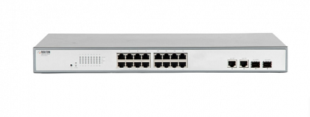 Roxton UNS-1016F2SP Неуправляемый сетевой коммутатор, порт 10/100 Мбит/сх16, порт TFх2, порт SFPх2, PoE+(IEEE 802.3at-2009), 1U