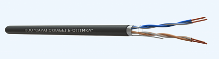 САРАНСККАБЕЛЬ-ОПТИКА FTP Cat.5e 2х2х0.51 Cu PE OUTDOOR с тросом (500м/бухта) Кабель витая пара (КСС.СКО.FU.C5e.4.02.1.9.Т1.2) СКО Premium