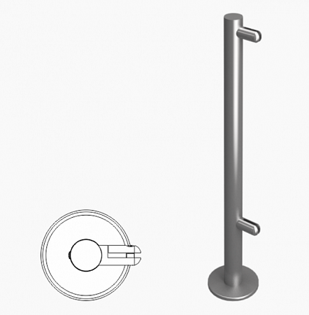 Стойка ограждения под стекло односторонняя h=800мм