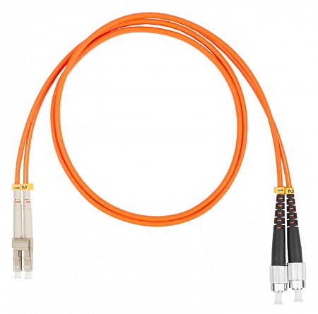 Шнур оптический коммутационный (патч-корд), LC-FC, дуплекс (duplex) OM2, нг(А)-HF, оранжевый, 15 м