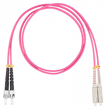 Шнур оптический коммутационный (патч-корд), SC-ST, дуплекс (duplex) OM4, нг(А)-HF, маджента, 15 м