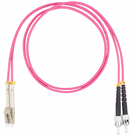 Шнур оптический коммутационный (патч-корд), LC-ST, дуплекс (duplex) OM4, нг(А)-HF, маджента, 7,0 м