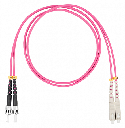 Шнур оптический коммутационный (патч-корд), SC-ST, дуплекс (duplex) OM4, нг(А)-HF, маджента, 1,0 м