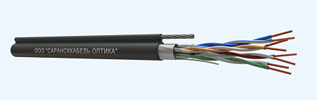 САРАНСККАБЕЛЬ-ОПТИКА FTP Cat.5e 4х2х0.52 Cu PE OUTDOOR Кабель витая пара с тросом (305м/бухта) (КСС.СКО.FU.C5e.4.04.5.9.Т1.2) СКО Premium